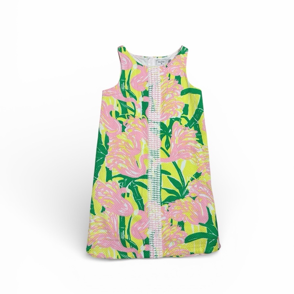 Lilly Pulitzer For Target Girl Yellow Pink Flamingo Print Dress Sleeveless 14/16